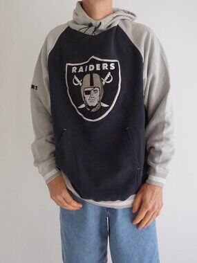 Vintage Reebok Black Grey Raiders Shield Logo Gridiron Classic Football Large